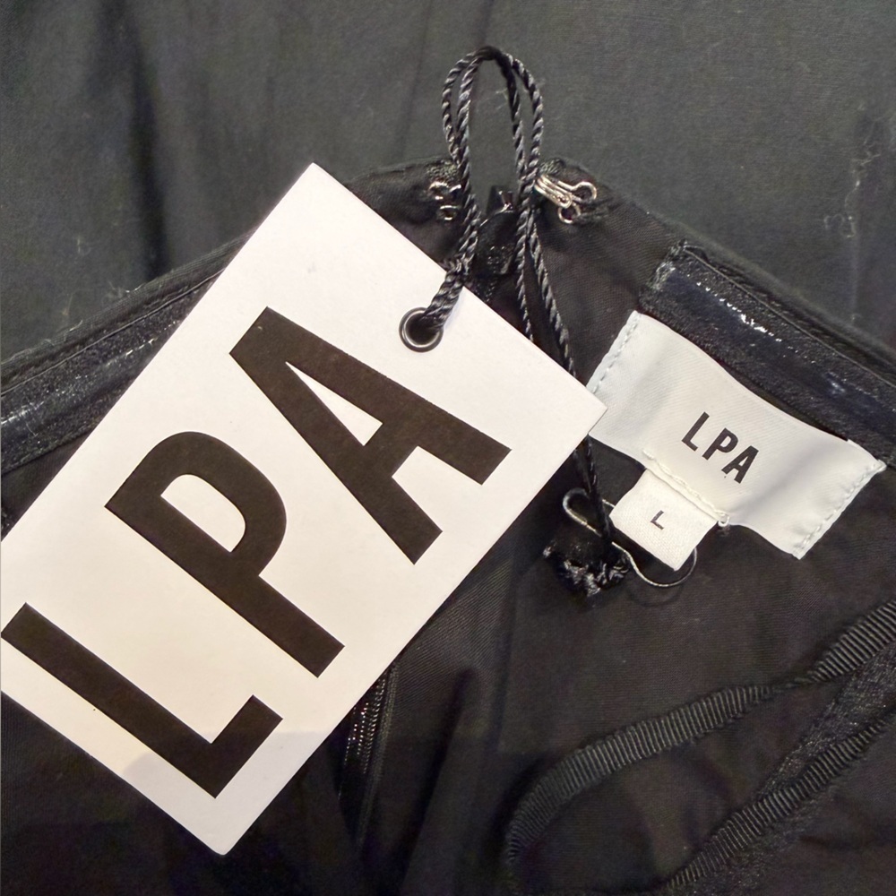 LPA Bianca Midi Dress Black Strapless bustier cotton Revolve NWT L - Picture 8 of 8